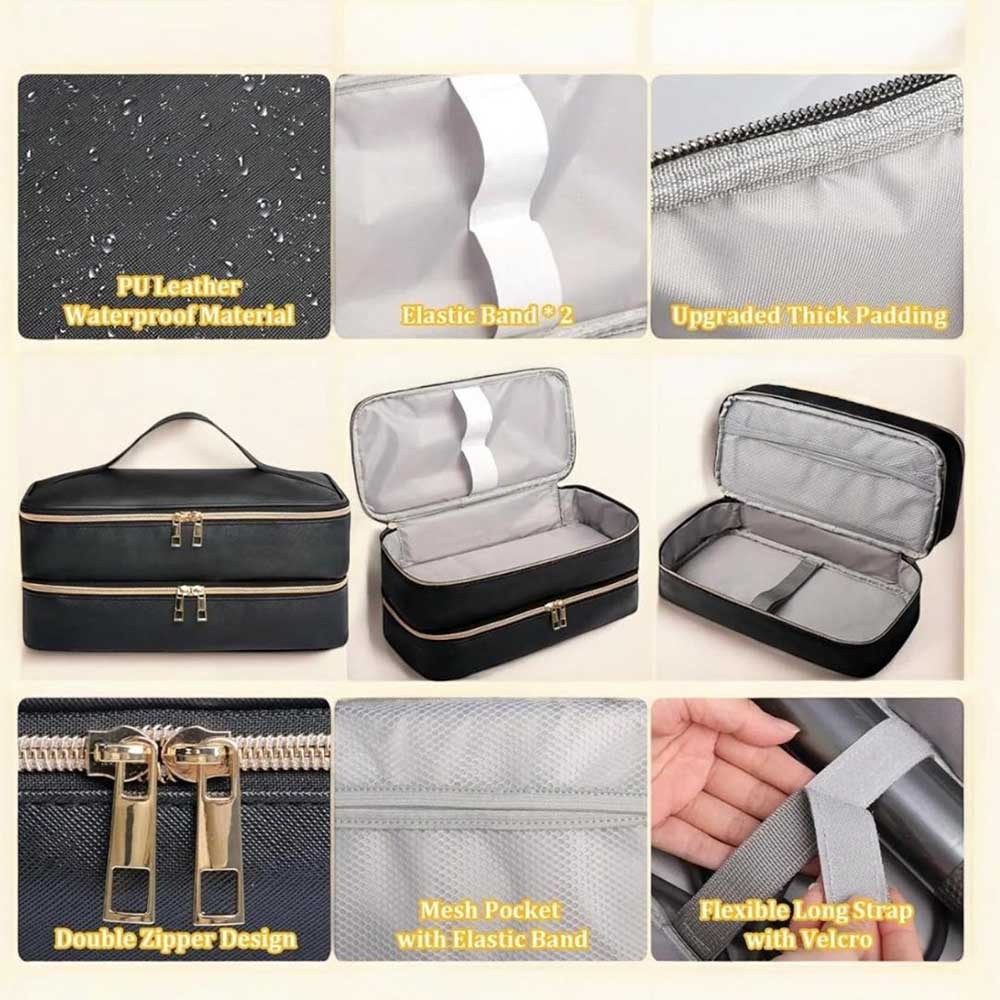 Personalized PU Leather Birth Flower Hair Tools Travel Bag, Custom Name Hair Tool Organizer, Travel Gifts, Bridesmaid Gifts, Corporate Gifts, Gifts for Women
