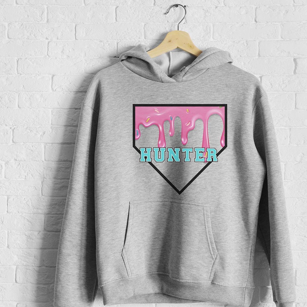 Personalized Baseball Hooded Sweatshirt Kid Drip Crew Neck Long Sleeve Sport Sweater Outfit Youth Boy Girl Baseball Top Sports Pullover Gift