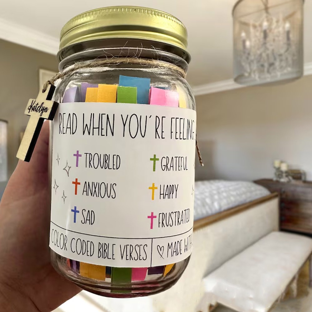 Personalized Scripture Gifts, Bible Verse Jar, Christian Affirmation, Read Me When Jar, Color-Coded Bible Verse Jar, Armor of God