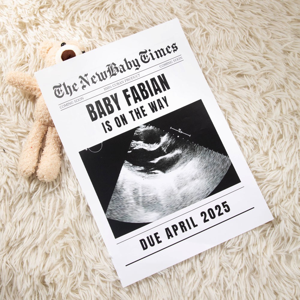 New Baby Announcement Newspaper, Baby On the Way Pregnancy Reveal, Large Custom Newspaper Template for Baby Shower