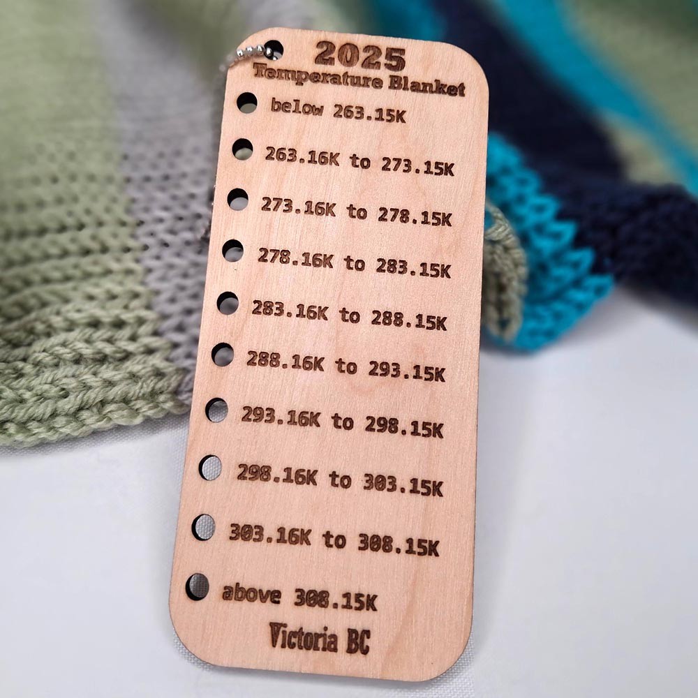 Custom City Name Temperature Blanket Chart, Wood Crochet Knitting Color Key, Color Card for Temperature Blanket, Celsius Fahrenheit Kelvin