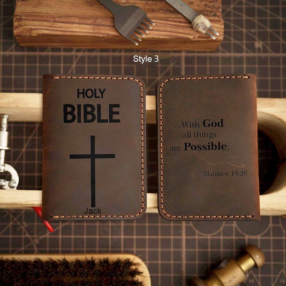 Minimal Business Card Holder Wallet Leather Business Card Case Christian Gift Pastor Gift Priest Gift Handmade Gifts