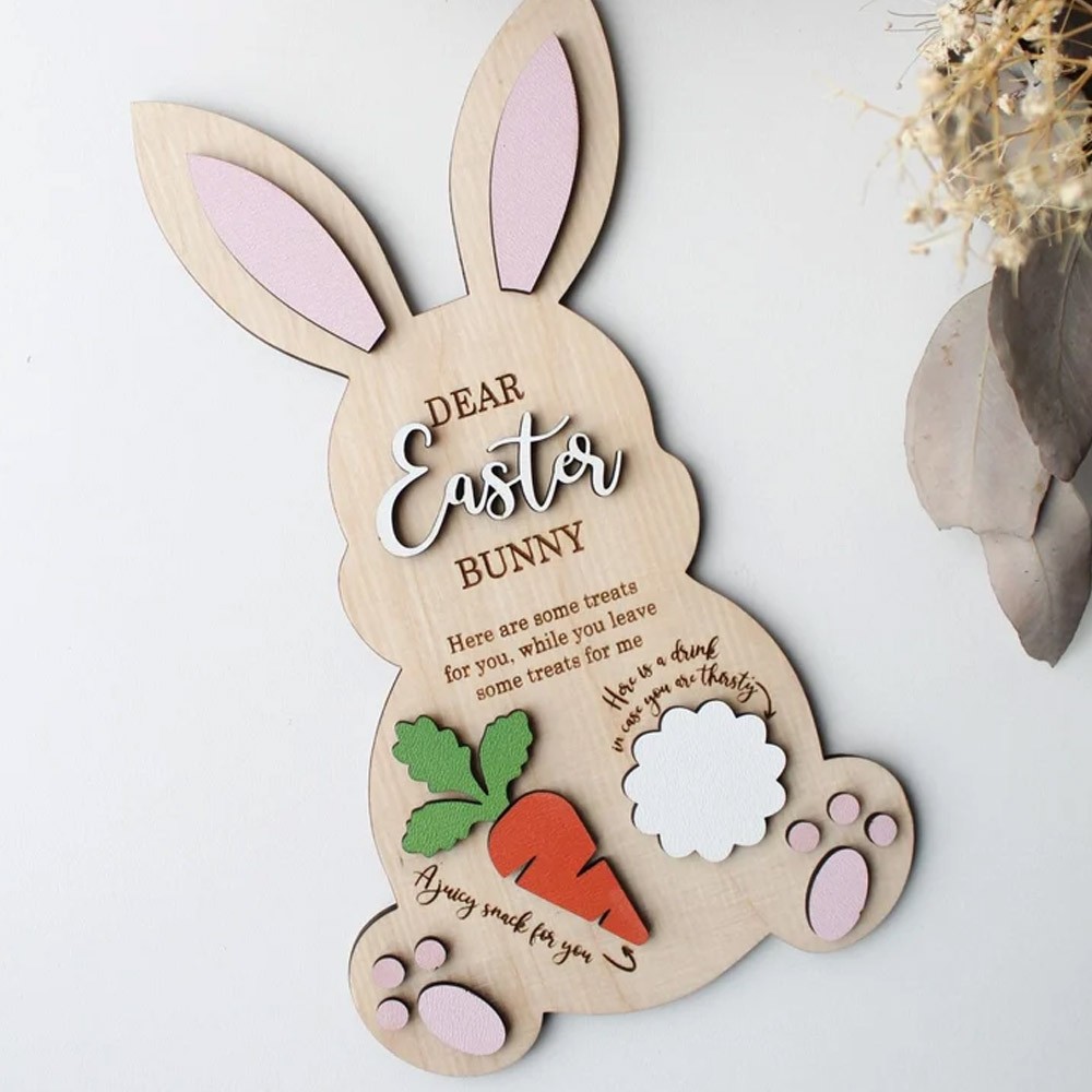 Personalized Easter Bunny Treat Tray with Name, Custom Easter Treat Board, Easter Bunny Tray, Easter Gift for Kids/Family