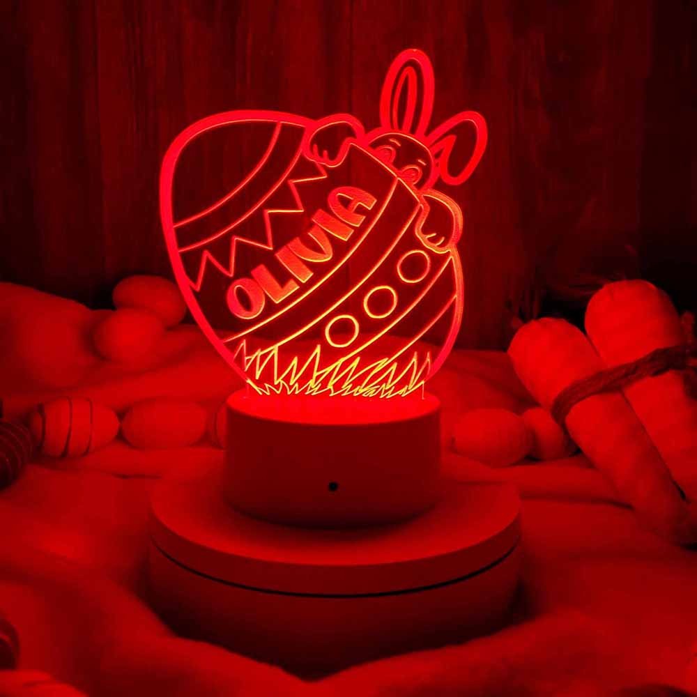 Personalized Easter Egg Night Light, Easter Bunny Egg Basket Stuffer, Easter LED Bedroom Decor, Kids Room Decor Night Light