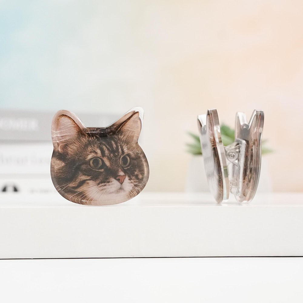 Cute Animal Acrylic Journal Clips, Hand-Drawing Strong Clip, Kitten Acrylic Clips, Bread Acrylic Clips, Stationery Journal Supplies