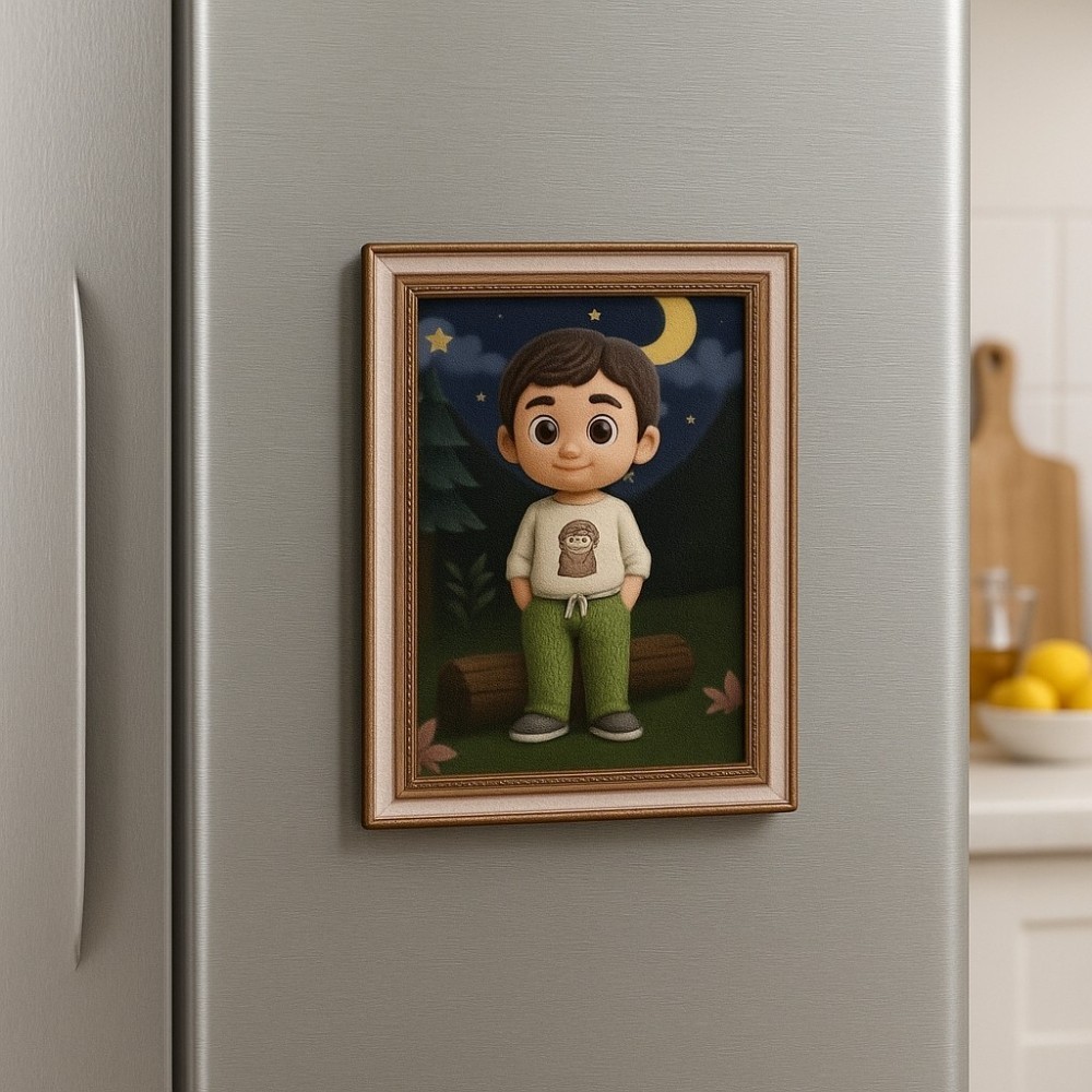 Custom 3D Portrait Fridge Magnet, Personalized Character Illustration Magnet, Unique Gift for Family, Friends, and Couples