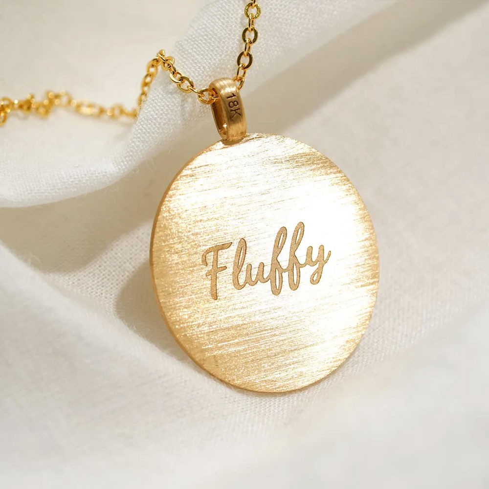 Dog Cat Portrait Disc Pendant Necklace