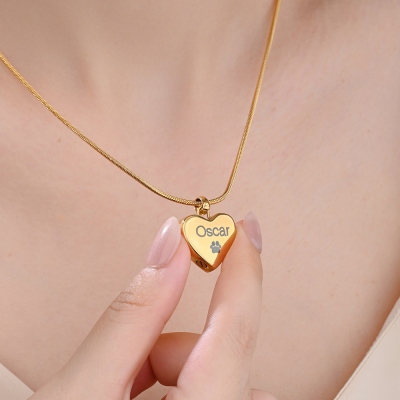 Personalized Name Urn Heart Necklace, Small Cremation Urn Necklace for Human/Pet Ashes, Cremation Jewelry, Sympathy Gift for Family/Friends/Pet Owners