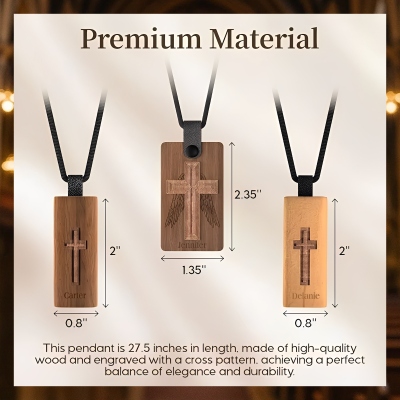 Personalized NFC Bible Pendant, Customized Name Wooden Cross Necklace, Engraved Name, Gift for Christians, Church Gift