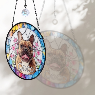 stained glass window hanging