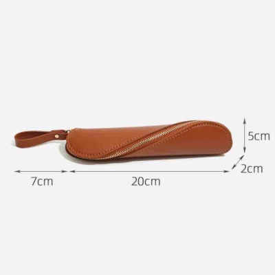 Personalized Name Spiral Closure Pencil Case, PU Leather Retro Pen Pouch with Zipper & Wrist Strap, Birthday/Back to School Gift for Kids/Students
