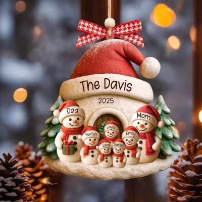 Custom 1-6 Names Snowman Family Christmas Ornament, Acrylic Christmas Tree Hanging Ornament, Holiday Keepsake, Christmas Gift For Family/Mom/Grandma
