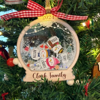 Personalized Family Names Shaker Snowbabies Christmas Ornament, Christmas Tree Hanging Ornament, Home Decor, Christmas Gift for Mom/Grandma/Family