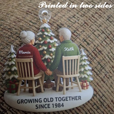 Custom Names Growing Old Together Christmas Ornament, Acrylic Christmas Tree Hanging Keepsake, Home Decor, Christmas Gift for Family/Couple/Parent