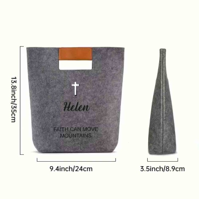 Personalized Bible Cover Cross Tote Bag with Name, Felt Bible Carrying Tote, Christian Faith Bag, Birthday/Christmas/Baptism Gift for Mom/Her/Women