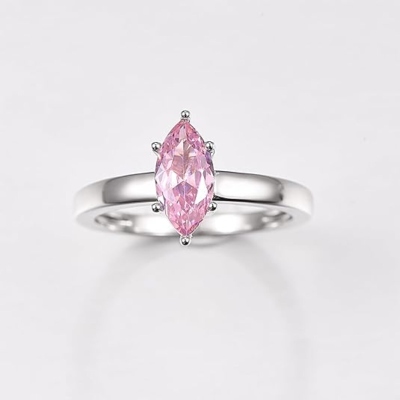 Custom Birthstone Ring for Women with Text, Sterling Silver 925 Marquise Cut Solitaire Ring, Dainty Promise Ring, Birthday/Christmas Gift for Her​/Mom