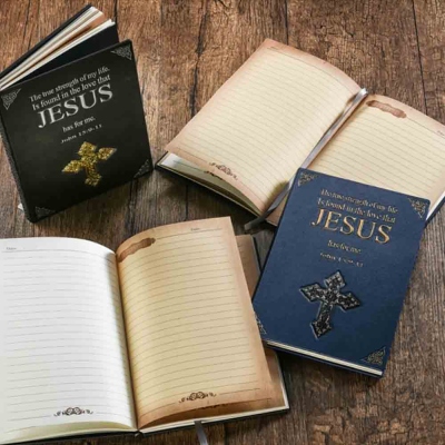 Personalized Name Cross Bible Verses Notebook, 3D Embossed Cross Christian Journal, Birthday/Christmas/First Communion Gift for Family/Friends/Women