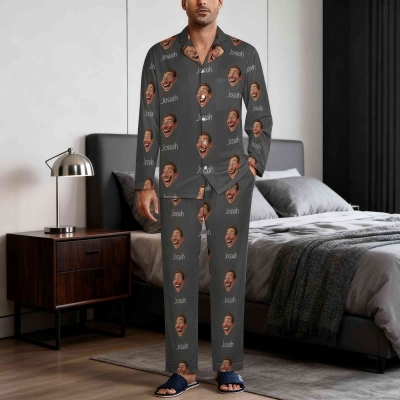 Personalized Family Exaggerated Portrait Pajamas, Funny Face Sleepwear with Multiple Colors, Unique Matching Set Based on Your Photo, Gift for Family