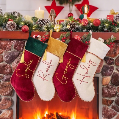 Personalized Name Family Christmas Stocking, Festival Fireplace Christmas Decor, Tree Hanging Ornament, Christmas Gift for Family/Kids