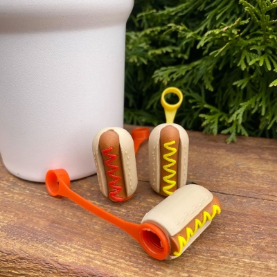 Hot Dog Ketchup dnd Mustard Tumbler Straw Topper, Colorful 3D Printed Decor for Stanley Tumbler or 9.5mm Straw, Cup Accessory, Gift for Family/Friends