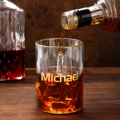 Personalized Name Middle Finger Whiskey Glass