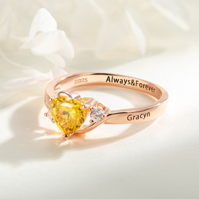 Personalized Heart Stone Promise Ring