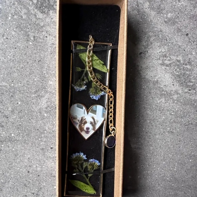 Personalized Photo Pressed Flower Bookmark with Birthstone, Memorial Floral Bookmark, Reading Accessory, Birthday Gift for Book Lovers/Bookworms