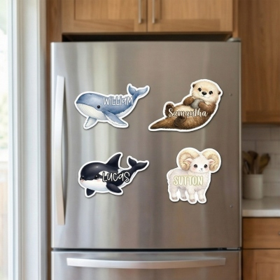 Personlig dörrmagnet med namn, djur från Alaska, vattentät återanvändbar metalldörr och kylskåpsmagnet, heminredning, present till barn/vänner/familj