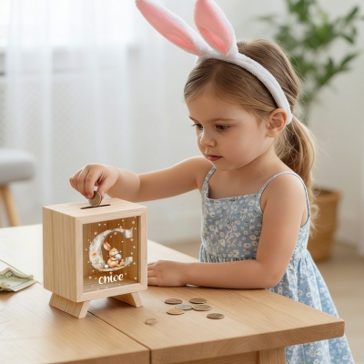 Wooden Bunny Money Box