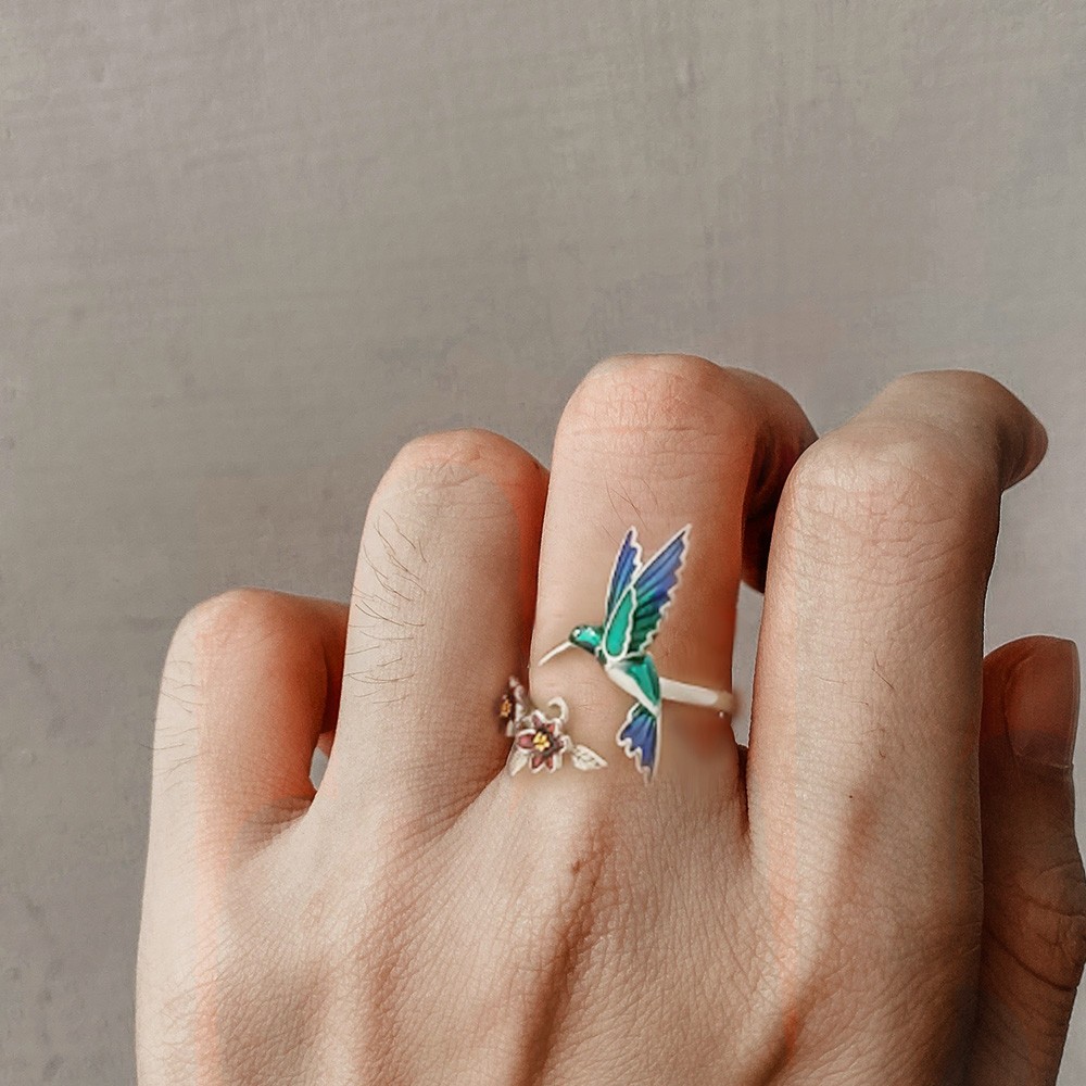 adjustable hummingbird ring