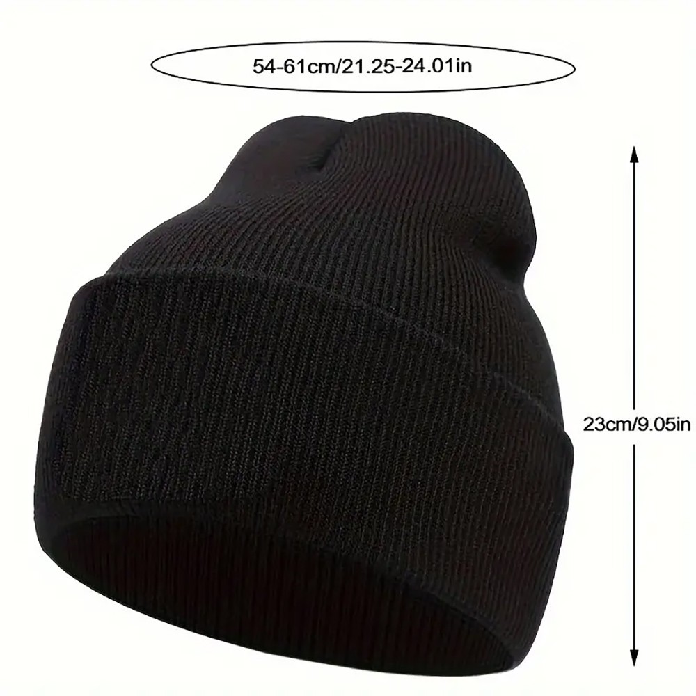 Cute Cow Embroidery Graphic Beanie Solid Color Elastic Skull Cap Lightweight Knitted Cap Cuff Beanie Hat Women Daily Use