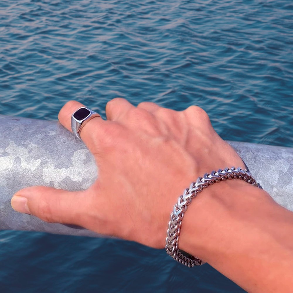 Personalized Bar Bracelet, Custom Name/Message Bracelet, Stainless Steel Engraved Men's Chain