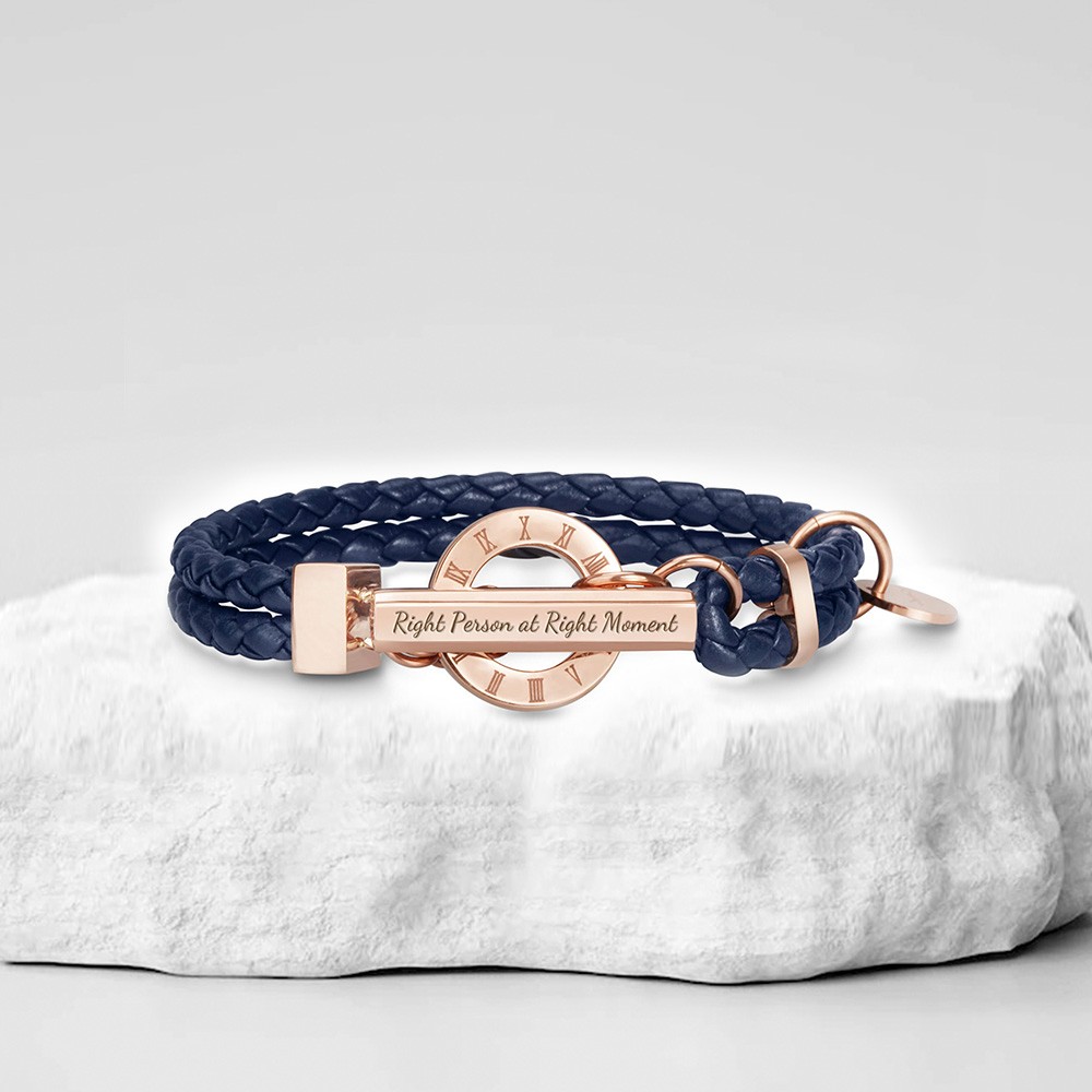 Leather bracelet with name charms