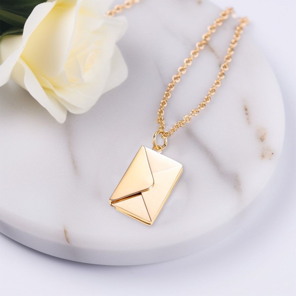 Personalized Name & Photo Envelope Necklace, Custom envelope locket