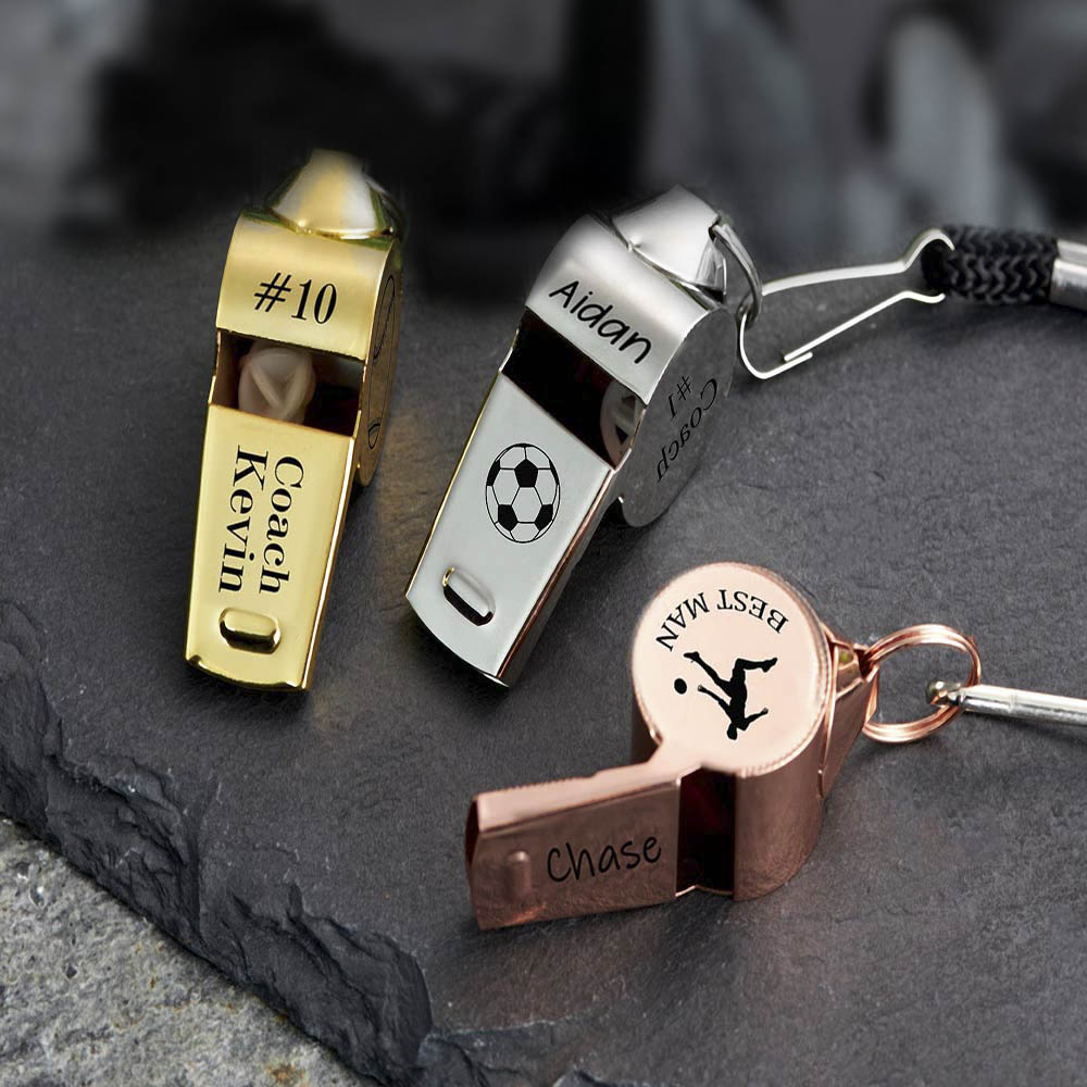 Personalized Whistle Necklaces, Engraved Stainless Steel Whistle