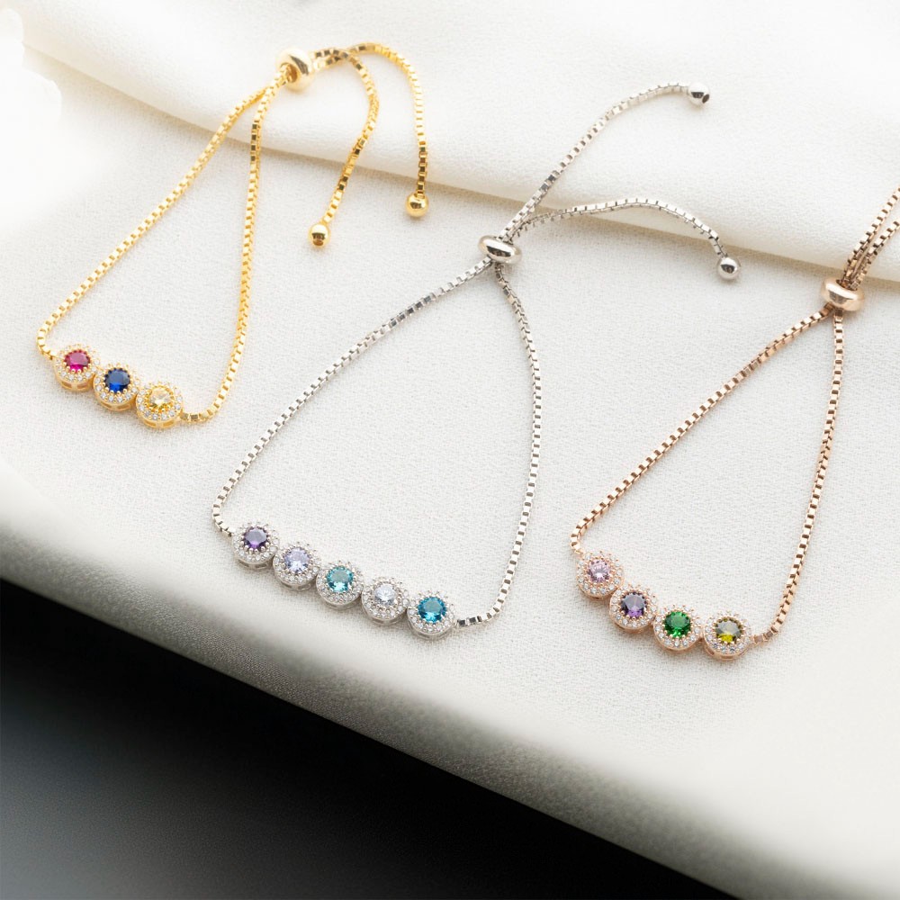Custom Family Birthstone Bracelets, Round Birthstone Bracelets, Mother
