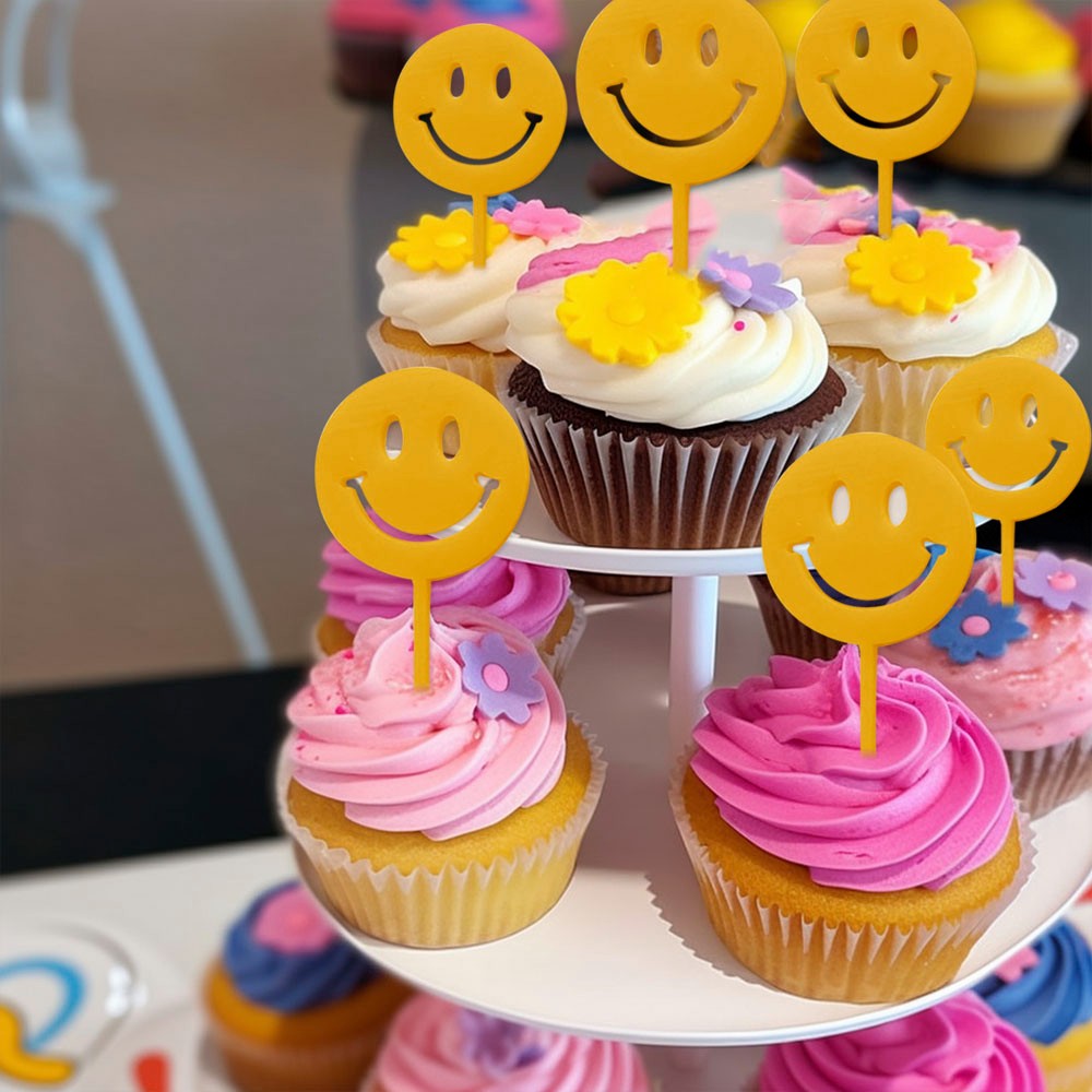 Custom Retro Cupcake Toppers Set of 6PCS, Groovy Cupcake Toppers