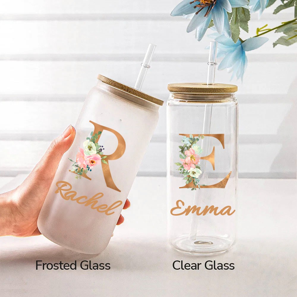 Custom Glass Cups + Bamboo Lids