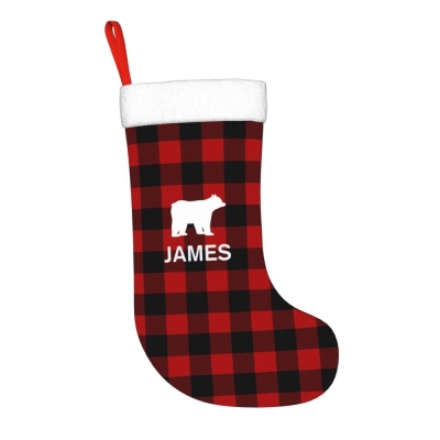 Personalized Name Buffalo Check Stockings, Custom Christmas Gift Bags, Christmas Ornament, Home Decor, Christmas Gifts for Family/Friends/Kids
