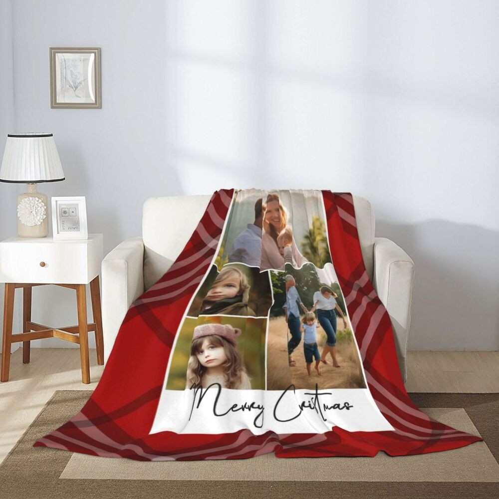 Coperta classica personalizzata con quadri di bufalo, coperta  personalizzata con foto e nome commemorativi, coperta natalizia,  decorazioni natalizie, regalo natalizio per mamma/famiglia