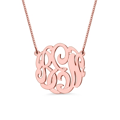 Rose Gold Large Monogram Necklace Hand-painted