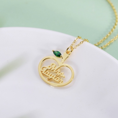Personalized Apple Name Necklace for Teachers
