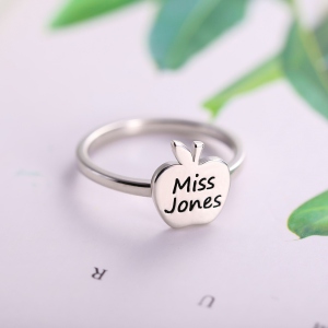 Personalized Engraved Apple Ring for Teacher