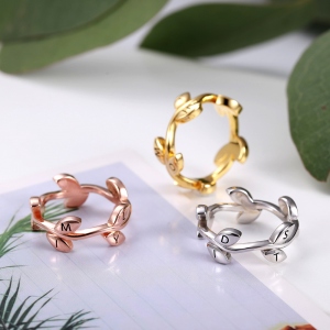 Personalized Initial Leaf Stackable Ring