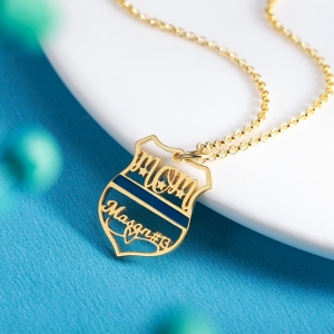 Personalized Name Badge Necklace for Police Mother