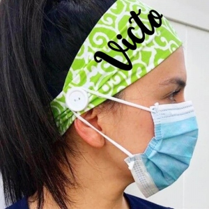 Personalized Adult/Doctor/Nurse/Healthcare Worker Headband with Buttons 2 Pack