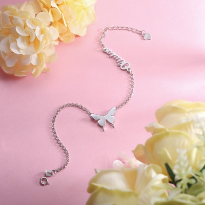 Personalized Butterfly Name Anklet