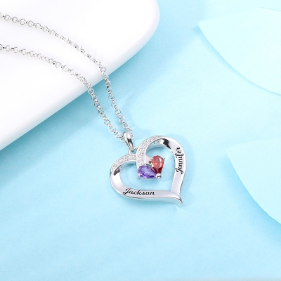 Personalized Heart Birthstone Necklace & Ring