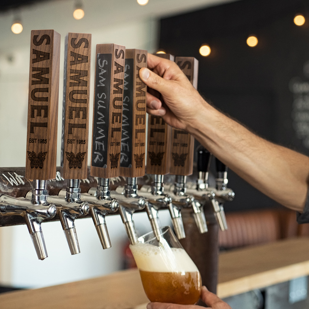 PROPER POUR Poignée de robinet à bière carrée en bois avec tableau noir pour Kegerator et bars à la maison