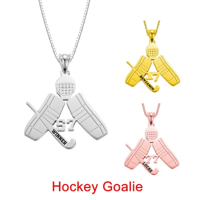 Custom Hockey Necklace Ice Hockey Sticks Name Jewelry